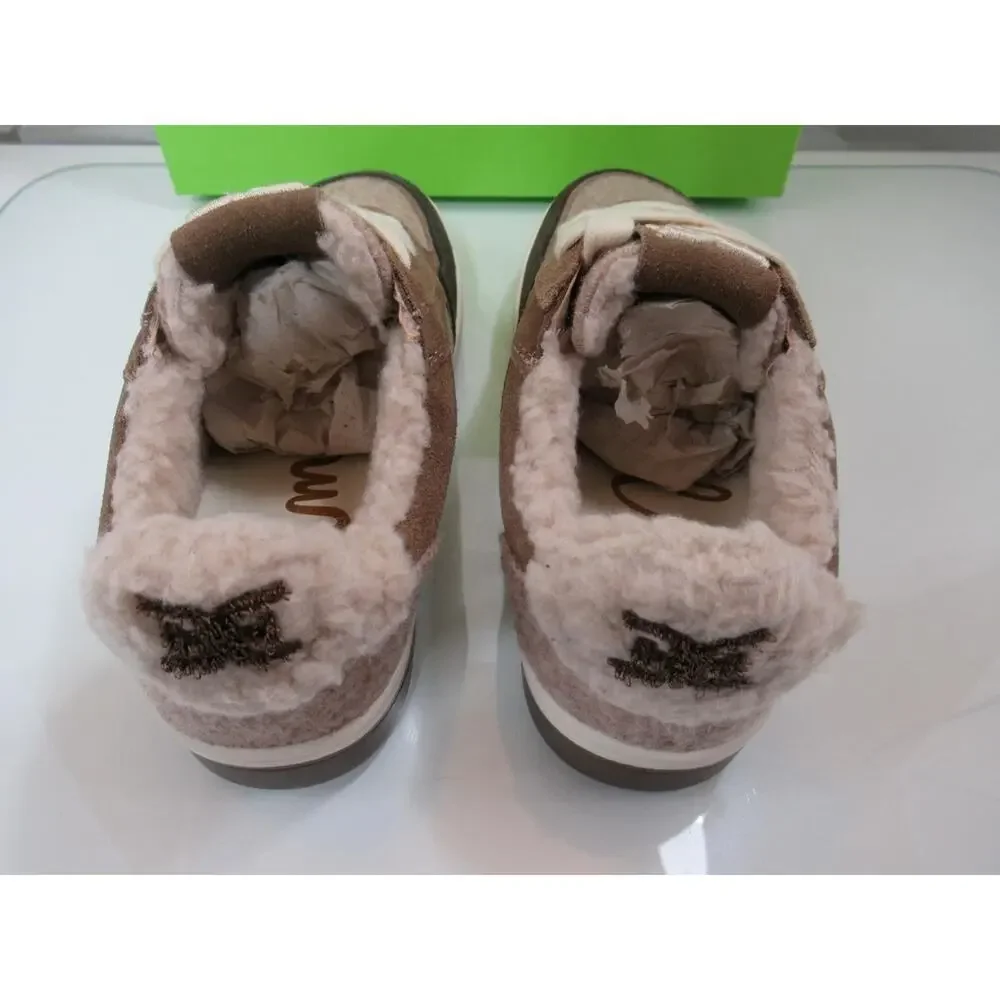 Women's Shoes Sam Edelman Harper Cozy Lace Up Sneakers Taupe Fabric Size 7
